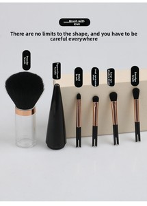 Ensemble de pinceaux de maquillage double embout, poils synthétiques vegan, logo personnalisé, kit de pinceaux cosmétiques pour contour, poudre, anticernes et blush - Product Image 5