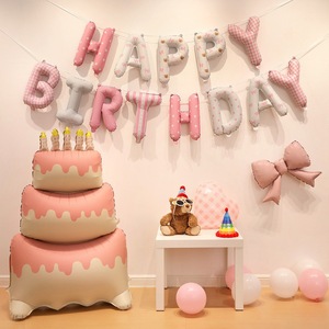 Palloncini Decorativi a Forma di Torta di <span class=keywords><strong>Compleanno</strong></span> in Alluminio da <span class=keywords><strong>60</strong></span>'' Blu Rosa Verde Marrone per Feste Palloncini Opachi - Product Image 1