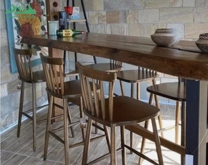 Barra de Bar Moderna <span class=keywords><strong>y</strong></span> Ecológica de Madera Maciza WAyon para Tienda de Té con Leche, con Mesa <span class=keywords><strong>Alta</strong></span> <span class=keywords><strong>Estrecha</strong></span> <span class=keywords><strong>y</strong></span> Sillas/Taburetes Largos - Product Image 3