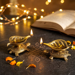 Graceful <b>Leaf</b> Oil Diya the Perfect Blend of Nature and <b>Light</b> Sustainable Glow <b>Leaf</b>-Design Oil Diya for Your Sacred Space - Product Image 3