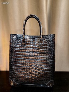 Bolso de Mano de Cuero Genuino de Cocodrilo del Nilo 100%, Estilo Vintage, Cierre Abierto, Lujoso, Suave, Gran Capacidad, para Mujer y Hombre - Product Image 4