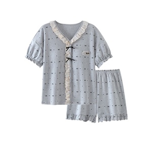 Pigiama Estivo da Donna in Imitazione Cotone Traspirante con Scollo a V, Maniche Corte, Stile Dolce e Casual <span class=keywords><strong>per</strong></span> Casa - Product Image 5