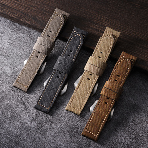 Cinturino <span class=keywords><strong>per</strong></span> Orologio Lionorm Classico Impermeabile 22mm 24mm in <span class=keywords><strong>Tela</strong></span> e Pelle Marrone Vintage Morbido Sostitutivo - Product Image 3