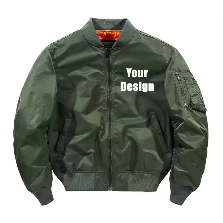 OEM disesuaikan jaket pria kualitas tinggi bordir nilon MA1 penerbangan kustom jaket Bomber untuk pria