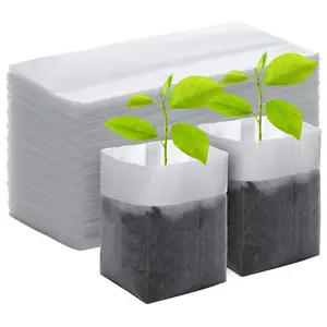 Grande vente à outre-mer taille personnalisée 25m * 30m ou sacs de semis Logo biodégradable Non-tissé Pots de fleurs sac de culture sac de plantes