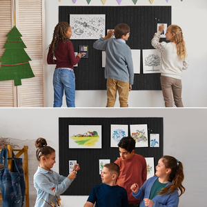 Tablero de <span class=keywords><strong>corcho</strong></span> grande negro de 30x30cm, azulejos de <span class=keywords><strong>pared</strong></span> de fieltro alternativos de 12 piezas con pestañas adhesivas extraíbles seguras para uso en tablero de mensajes - Product Image 6