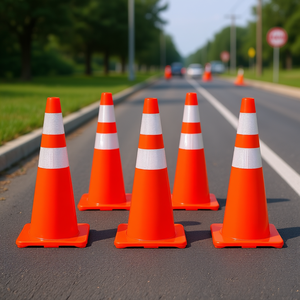 Lot de 6 cônes de signalisation orange en PVC de 28 pouces avec col réfléchissant pour la formation au stationnement routier et les avertissements de circulation - Product Image 2
