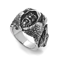 Bague pour homme en acier inoxydable, bijoux du patrimoine nordique, bague viking du dieu nordique Odin, vente en gros de bijoux