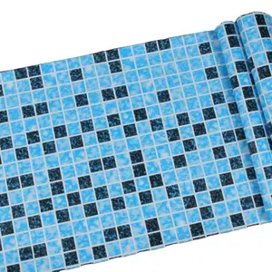 金艺H1347马赛克图案3D效果蓝色墙壁乙烯基瓷砖背板厨房浴室接触纸壁纸