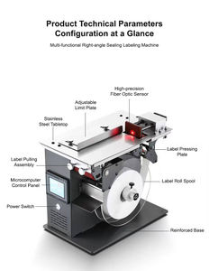 Machine d'étiquetage d'angle semi-automatique pour boîtes en carton, scellage en forme de L, inviolable, 90 degrés, haute précision, de bureau - Product Image 3