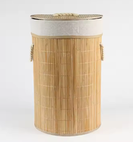 Panier à linge pliable en bambou Panier de rangement pour vêtements Panier de rangement en polyester avec poignée