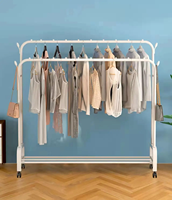 Porte-manteau mobile multifonctionnel Porte-vêtements à roulettes Porte-vêtements avec étagère inférieure