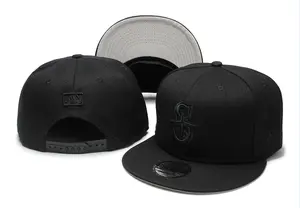 Usine pas cher Baseball chapeau personnalisé hommes haute camionneur Gorras Snapback noir 6 panneau bord 3d broderie ajusté casquette de sport 2023