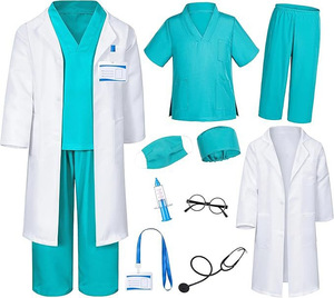 Blouse chirurgicale unisexe pour enfants, vêtement médical, blouse blanche en tissu Dobby polyester, pour tout-petits, jeu <span class=keywords><strong>de</strong></span> rôle <span class=keywords><strong>de</strong></span> petit docteur, infirmière bébé - Product Image 5