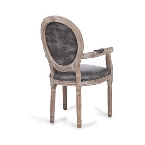 Meubles De Salon Confortable Accent Pieds <span class=keywords><strong>En</strong></span> Bois De Caoutchouc Gris Feuille Tissu <span class=keywords><strong>En</strong></span> <span class=keywords><strong>Cuir</strong></span> Salle À Manger Bras <span class=keywords><strong>Chaise</strong></span> - Product Image 4
