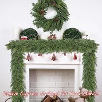 Weihnachtskranz aus Zypressen-Rattan mit Echtem Holz-Look, Grüner Plastik-Kranz für Esstisch, Kamin, Veranda, Weihnachtsdekoration