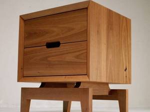 Durable Solid Wood Handmade Bedside Cabinet with Modern Classic <b>Double</b> Drawer <b>Storage</b> for Stylish Home Bedroom Furniture - Product Image 4