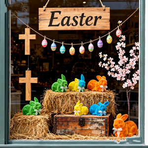 Özel Yapım Yeni Paskalya Süsleri Renkli İç Mekan Dayanıklı Suni Peluş Yosun Tavşan Figürleri Çok Satan Dekoratif Figürinler - Product Image 2