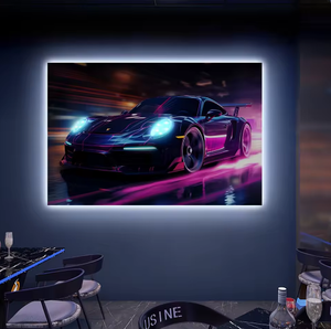 Cuadro de Arte Acrílico de Estilo Moderno, Impresiones de Coches Deportivos en HD con Marco Negro para Decoración del Hogar y Sala de Estar - Product Image 1
