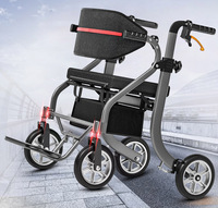 Fauteuil roulant manuel 4x4 en alliage d'aluminium pliable portable pour personnes âgées, aide à la marche en extérieur, hauteur réglable, béquilles, marcheur