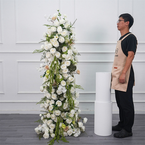 Manufacturer <b>Flower</b> background <b>Flowers</b> <b>Artificial</b> Silk Backdrop Decoration white rose with greenery Decoration - Product Image 1