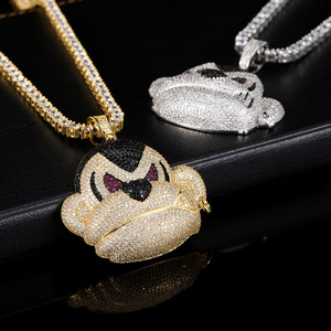 Colgante Street Gorilla Hip Hop de Plata 925 con Moissanita y Diamantes, Bañado en Oro Real, Engaste de Puntas, Estilo Bling Iced Out Personalizado - Product Image 2