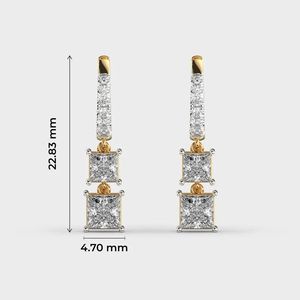 Pendientes de Diamantes Cultivados en Laboratorio con Corte Princesa de 1.10CT, Certificados por IGI, Chapados en Oro de 14K, con Pavé, Regalo de Compromiso, Boda, Fiesta, Joyería Fina - Product Image 5