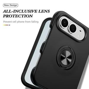 Funda Delgada Antigolpes para iPhone <span class=keywords><strong>Duo</strong></span> con Anillo Metálico, Soporte Magnético para Auto, Carcasa Trasera Resistente de TPU+PC - Product Image 2