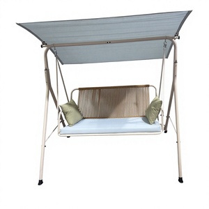 Sillón Columpio Moderno Personalizable de 3 Plazas, Tejido en Ratán, con Toldo, Estructura de Acero, para Patio, Jardín, Porche, <span class=keywords><strong>Hamaca</strong></span> - Product Image 6