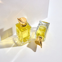 Flacon de parfum en verre cosmétique de 50 ml à tête de pompe, vente chaude, luxe, haute qualité, personnalisé, double paroi, en verre cristal