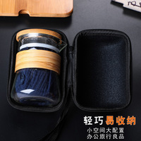 En stock : Ensembles de tasses à thé en verre imprimées, style américain, écologiques, résistantes à la chaleur, avec manchon en bois, pour le thé de l'après-midi