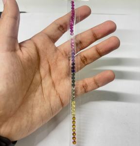 Saphir multi-couleur cultivé en laboratoire, taille ronde brillante, pierre précieuse pour la fabrication de bijoux, bracelets, bagues, colliers, facetté, dégradé de couleurs - Product Image 2