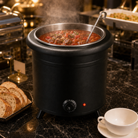 Marmite à soupe commerciale FLEY avec pot intérieur en acier inoxydable, couvercle à encoches, bouton de commande, chauffe-plats pour hôtel, restaurant, service buffet