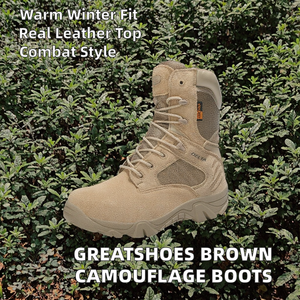 Bottes de chasse Greatshoes Winter Brown Desert Camouflage noires pour hommes, fabriquées sur mesure avec semelle intérieure en EVA et semelle extérieure en TPR - Product Image 2