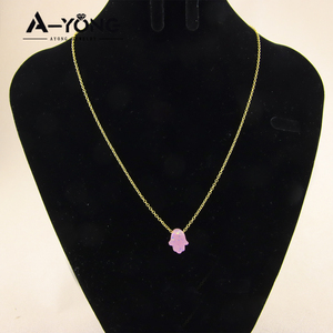 Nuova Collezione <span class=keywords><strong>Collana</strong></span> <span class=keywords><strong>con</strong></span> Catena Sottile in Oro Design all'Ingrosso Gioielli Placcati Oro 18k <span class=keywords><strong>con</strong></span> Ciondolo <span class=keywords><strong>Mano</strong></span> <span class=keywords><strong>di</strong></span> <span class=keywords><strong>Fatima</strong></span> per Donne - Product Image 5