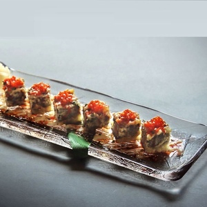 Plato de Cena Rectangular Transparente de Cristal Japonés de Lujo, con Esmalte de Color, Ecológico, con Incrustaciones Doradas, para Aperitivos, Frutas, Postres, Sushi - Product Image 5