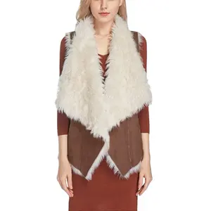 Herbst Winter warmer Weste Falsche Pelzweste Dame Chic-Jelt ärmellose Jacke Pelz gefüttert Oberbekleidung Oberteile lässiger Kardigan Mantel