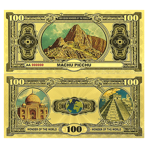 Billet de banque en feuille d'or Sept Merveilles du Monde 100 USD, pièce de collection UNCurrency double face 15x7cm, cadeau pour voyageurs et collectionneurs - Product Image 6