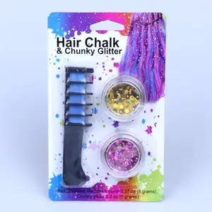 Super beleza do cabelo da forma chunky glitter para kit de tintura de cabelo giz cabelo temporária