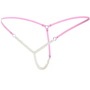 Sexy Women's Pearl Underwear Transparent Underpants Lacy Panty Thong Underpants Lingerie T-Back Hipster Bead Y-Back G-String