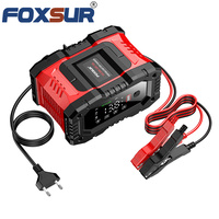 Chargeur de batterie intelligent FOXSUR 7 étapes 12V 24V 20A 10A avec écran LCD numérique
