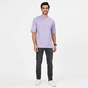Nouveaux t-shirts longs surdimensionnés pour hommes en coton 100% lourd, logo personnalisé, respirant, écologique, tissu tricoté uni - Product Image 1