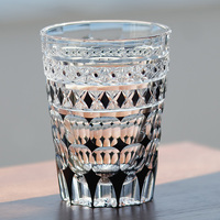 Verre à whisky/jus/bourbon en verre noir superposé fait main de 280 ml, motif Edo Kiriko, pour usage domestique ou bar.