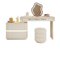 Chaise de chambre à coucher, table de maquillage en verre, coiffeuse avec miroir LED et tiroir lumineux, coiffeuse pour chambre à coucher