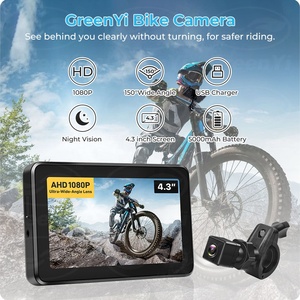 GreenYi Rétroviseur de guidon de vélo 1080P Caméra de recul de vélo rechargeable avec moniteur 4.3 ''Vision nocturne Vue grand angle 150 ° - Product Image 2