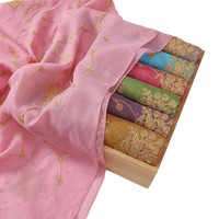 Hijab Chiffon Bordir Motif Bunga Warna Musim Semi Panjang untuk Wanita Malaysia, Model Terbaru H475