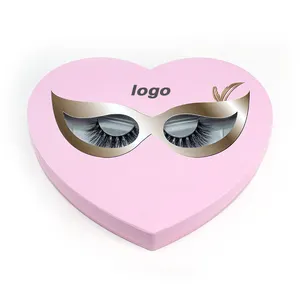 Gepatenteerde Product Roze Hartvormige Lash Box Custom Dozen Met Logo Wimpers