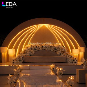 LEDA - Fondo de Pared Acrílico Semicircular para Bodas, Diseño Nuevo, Color Avena, Desmontable, Combinación LED - Product Image 1