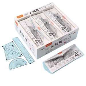 Juego de Reglas Little Fish 1434, 20 cm, Transparente, Recta, Triángulo, Transportador, Herramienta de Dibujo para Exámenes, Juego de Matemáticas - Product Image 4