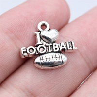 Breloque Cœur Football Américain 19x16mm en Alliage de Zinc Argent Vieilli pour Tirette de Fermeture Éclair Jour de Match